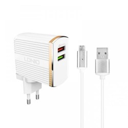 Φορτιστής LDNIO A2502Q 30W Dual USB & Καλώδιο Micro USB Quick Charge 3.0