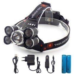 Φακός κεφαλής CREE XM-L T6+4xQ5 LED με 4 λειτουργίες - 12000Lm
