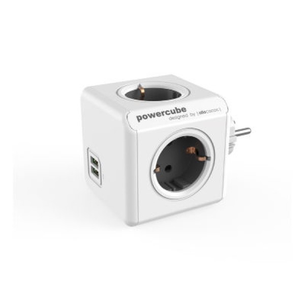 Πολύμπριζο PowerCube (4 θέσεων) + διπλός φορτιστής κινητού USB