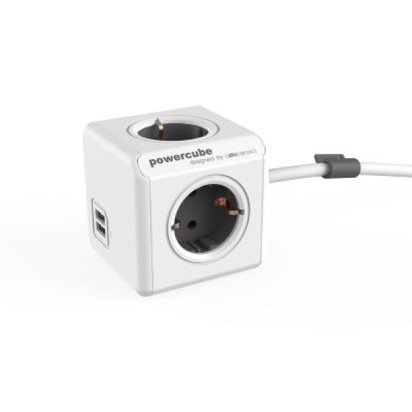 Πολύμπριζο με καλώδιο 1,5 μέτρου PowerCube (4 θέσεων) + διπλός φορτιστής κινητού USB Πολύμπριζο με καλώδιο 1,5 μέτρου PowerCube (4 θέσεων) + διπλός φορτιστής κινητού USB