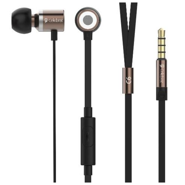 HandsFree Ακουστικά CELEBRA C6-GO, On-Off, Metal, Coffee