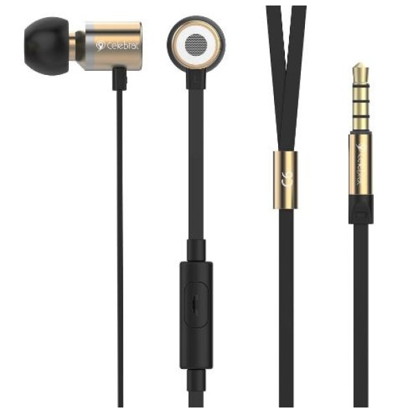 HandsFree Ακουστικά CELEBRA C6-GO, On-Off, Metal, Gold